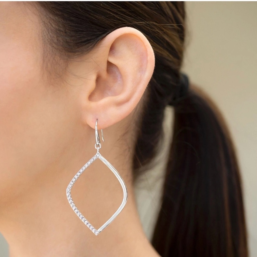 Touchstone Crystal Silver Diamond-Shaped Earrings